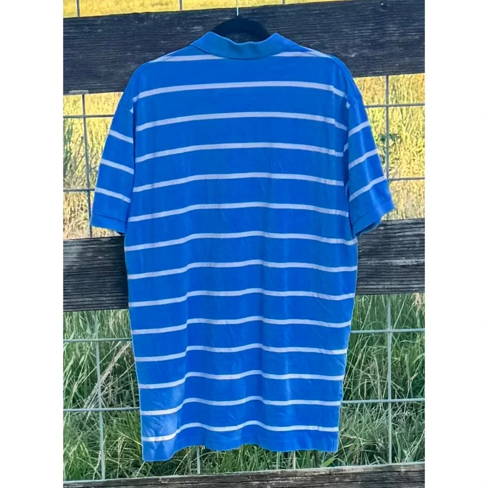 Polo Ralph Lauren Mens XL Blue White Striped Short Sleeve 100% Cotten Polo Shirt